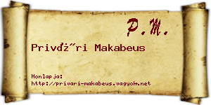 Privári Makabeus névjegykártya